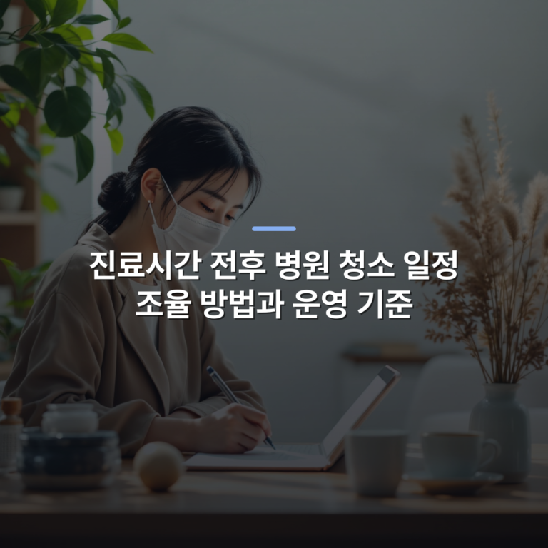 진료시간 전후 병원 청소 일정 조율 방법과 운영 기준