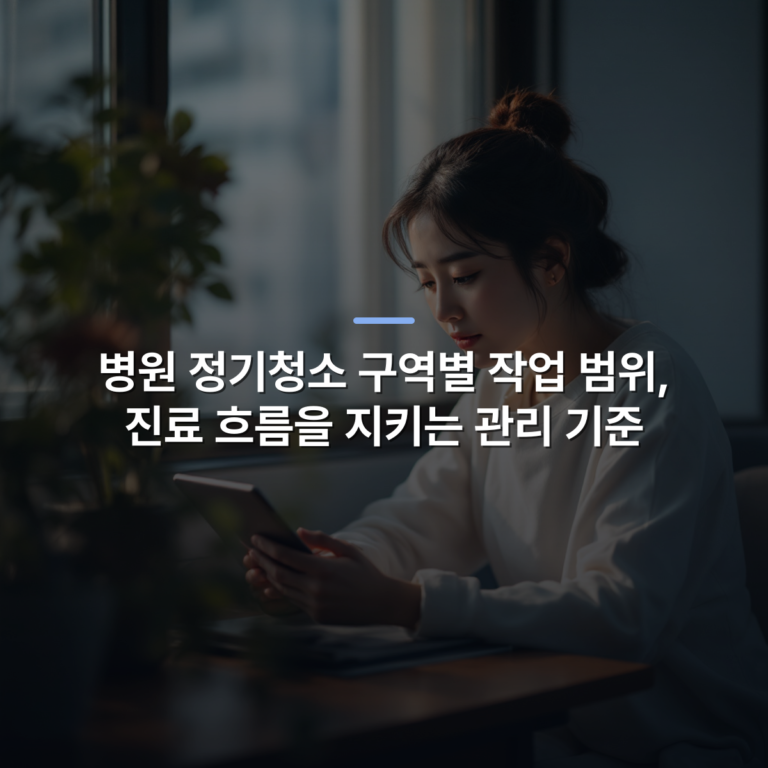 병원 정기청소 구역별 작업 범위, 진료 흐름을 지키는 관리 기준